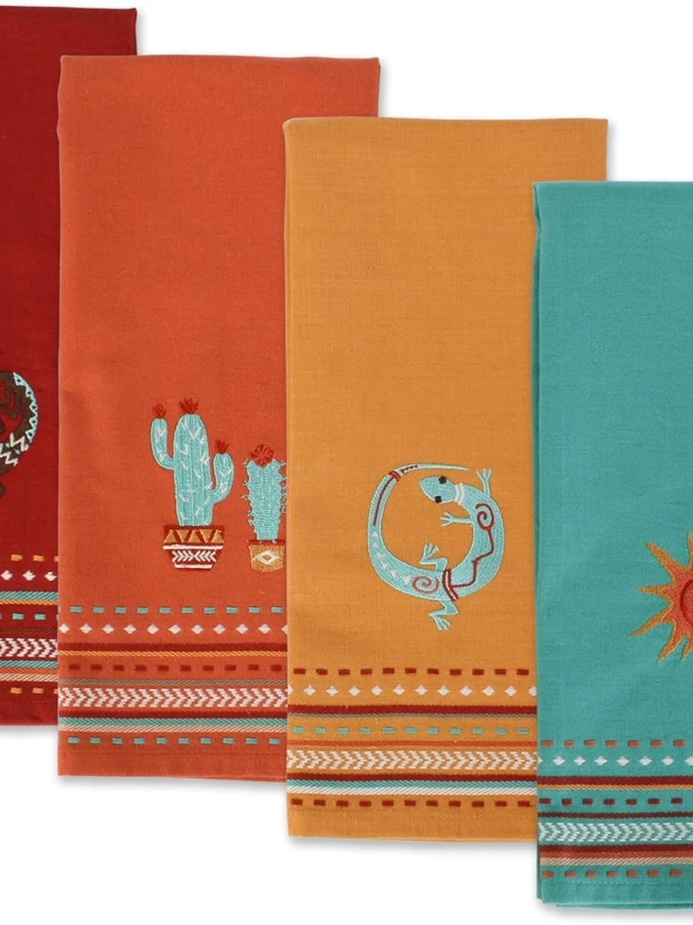 DII Tabletop Southwest Hacienda Stripe Dishtowel Set – 4-Piece, 18x28, Assorted